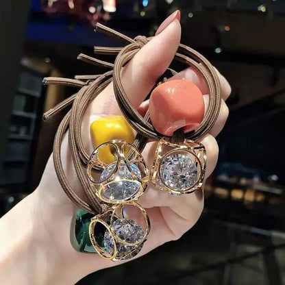 Crystal Rhinestone Hair Scrunchies Elastic Ponytail Holders Women