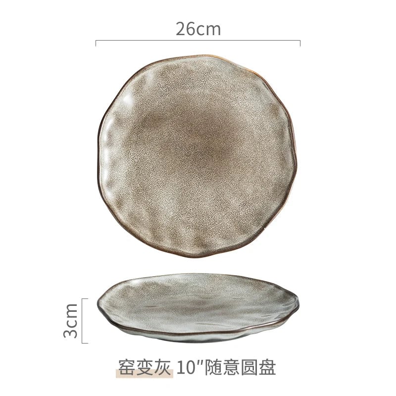 Vintage Ceramic Dinner Plates Set - Round Disk Design Restaurant Style