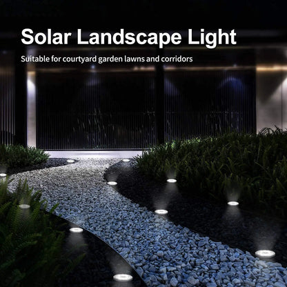 Solar LED Disk Ground Light - 8/20 LED Waterproof Buried Garden Deck