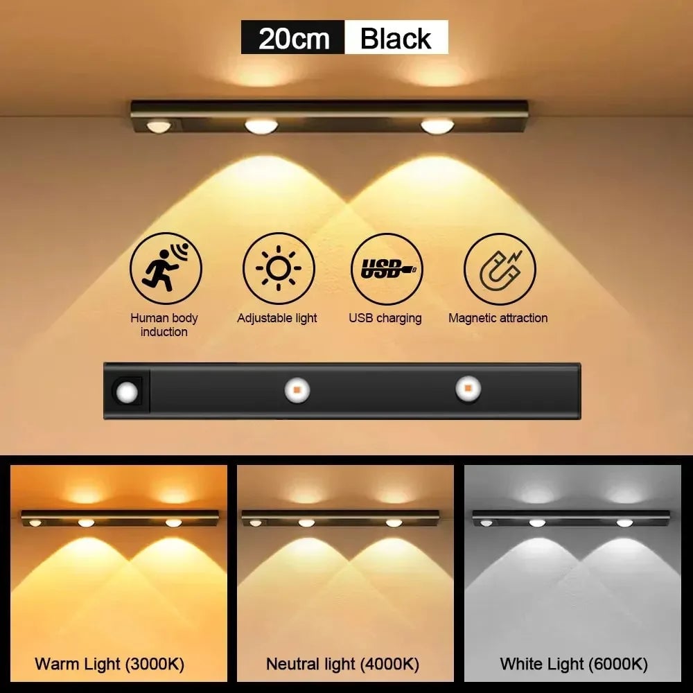 USB Rechargeable LED Motion Sensor Under Cabinet Light Kitchen