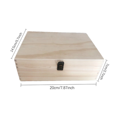 Unfinished Wood Jewelry Box Hinged Lid Storage Keepsake Organizer
