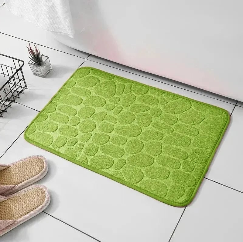 Embossed Fiber Anti-Slip Pebble Bath Mat - Non-Skid Bathroom Rug