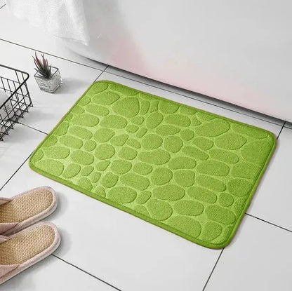 Embossed Fiber Anti-Slip Pebble Bath Mat - Non-Skid Bathroom Rug
