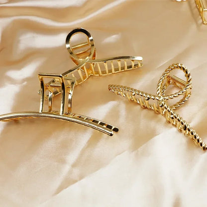 Gold Butterfly Hair Claw Clip - Geometric Design Hair Accessory