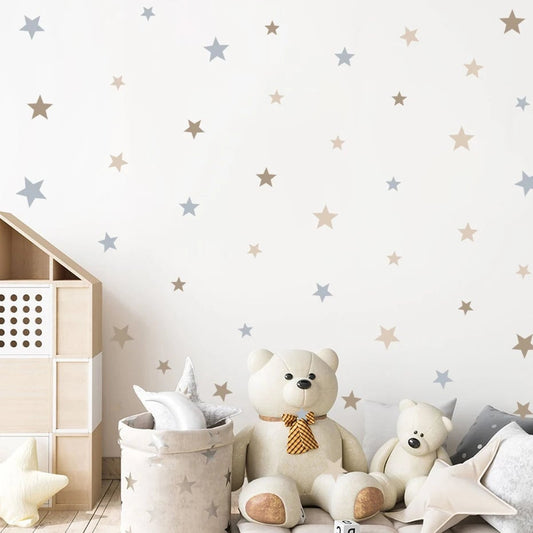 Cartoon Stars Beige Removable Wall Stickers Nursery Kids Baby Decor