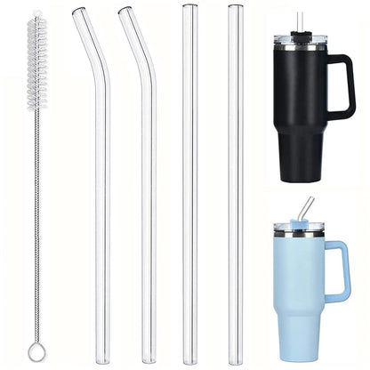 Clear Glass Straws 8" 12" Reusable Dishwasher Safe Stanley Tumbler