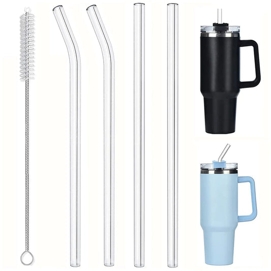 Clear Glass Straws 8" 12" Reusable Dishwasher Safe Stanley Tumbler