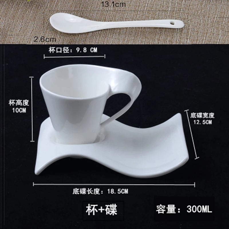 European Ceramic Espresso Cup Set with Spoon & Holder - 3-Piece