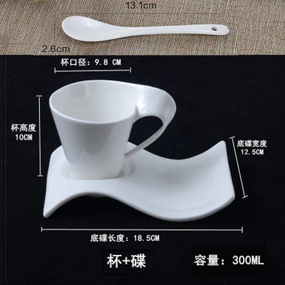 European Ceramic Espresso Cup Set with Spoon & Holder - 3-Piece