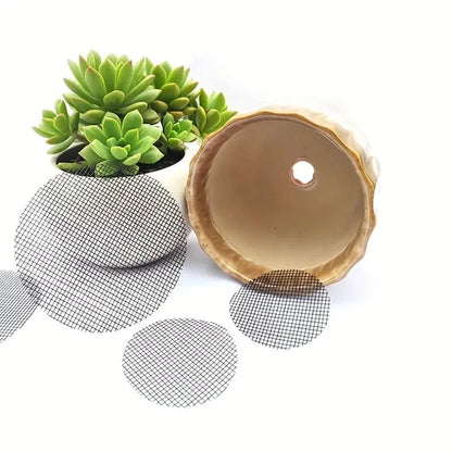 50pk Round Drainage Hole Screen Mats - Plant Pot Filter Guards