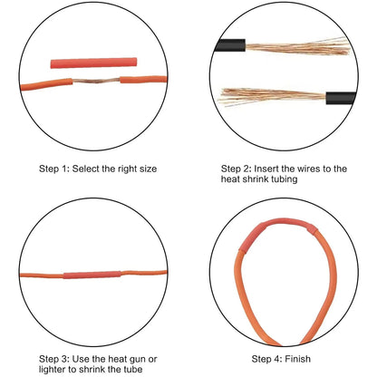 164/328PCS 2:1 Heat Shrink Tubing Kit 5 Colors 8 Sizes Wire Cable