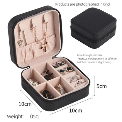 Single Layer Leather Travel Jewelry Box - Classic Black White Pink