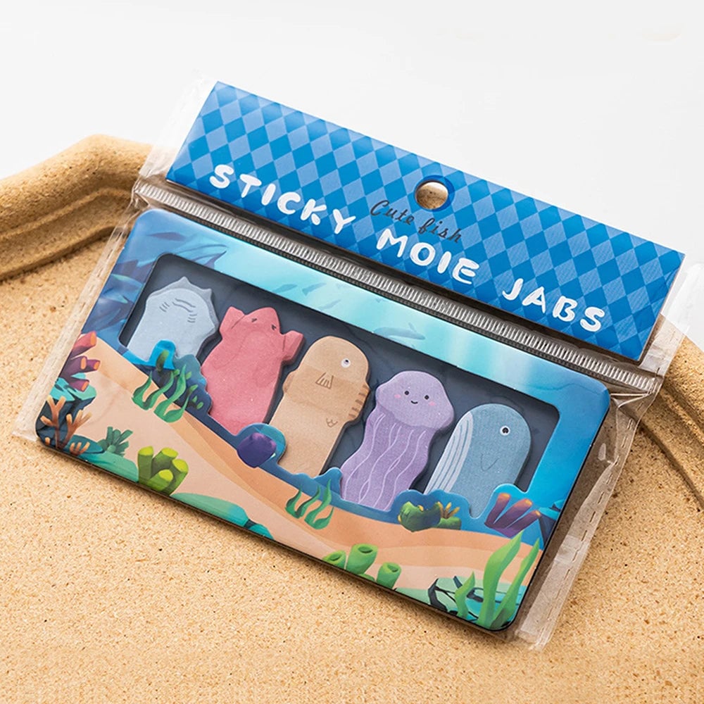 Cartoon Animals Sticky Notes 150 Sheets - Capybara Panda Cat Memo Clips