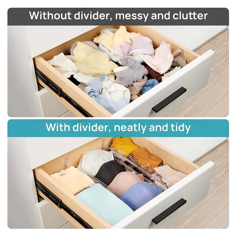 Adjustable Clear Plastic Drawer Dividers - 1/4/6pcs Organizers