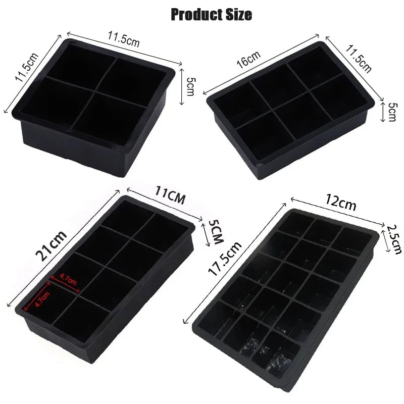 Giant Ice Cube Tray Silicone Mold - 4 6 8 15 160 Grid Food Grade