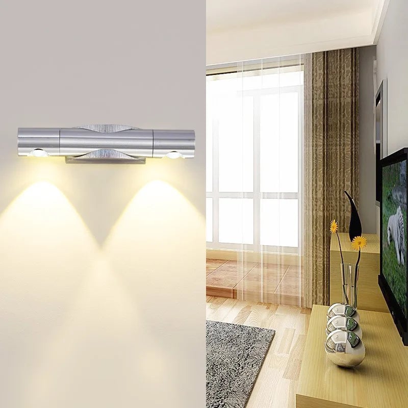LED Dual-Head Rotatable Aluminum Wall Lamp - Adjustable Spotlight