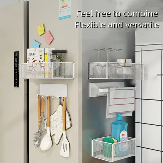 Magnetic Refrigerator Side Storage Basket - Hanging Organizer