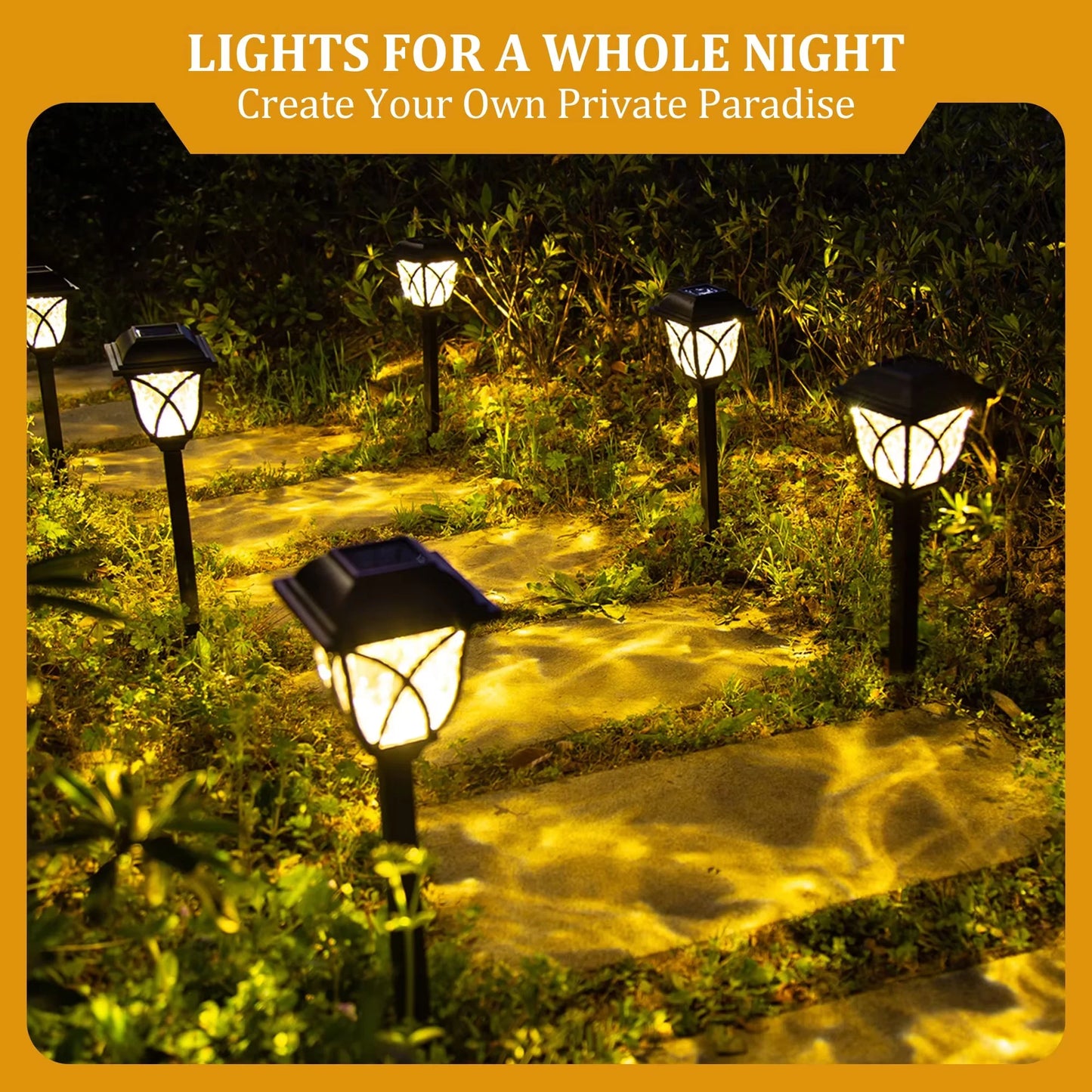 2 Pack LED Solar Lawn Lights Waterproof Warm Light Garden Walkway