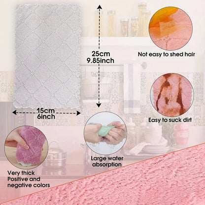 10PCS Double Sided Microfiber Dish Cloths Kitchen Cleaning Towels