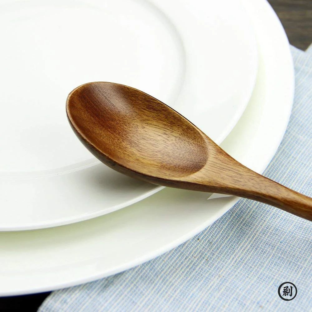 5-Piece Natural Wooden Spoon Fork Set Eco-Friendly Kitchen Utensils