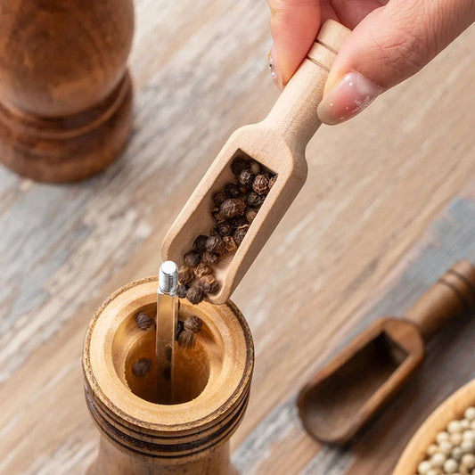 Mini Wooden Salt Spoon Scoop - Retro Seasoning Spice Coffee Bean