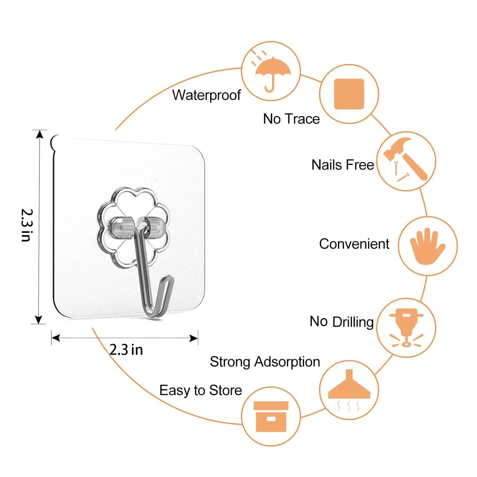 30pc Transparent Wall Mount Hooks - Strong Grip Traceless Install