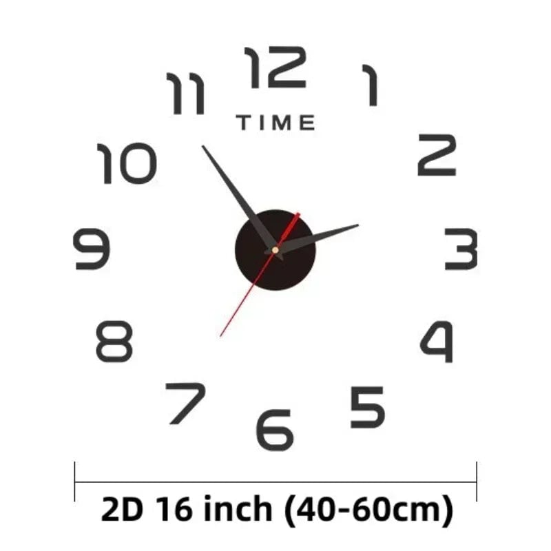 3D Acrylic Mirror Wall Clock Silent Digital Sticker Modern Decor