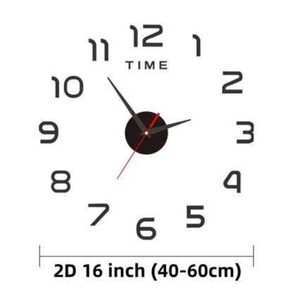 3D Acrylic Mirror Wall Clock Silent Digital Sticker Modern Decor