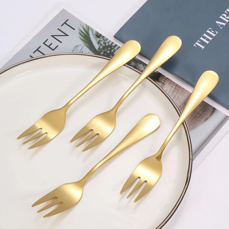 6-Piece Stainless Steel Fruit Dessert Forks Small Cutlery Set
