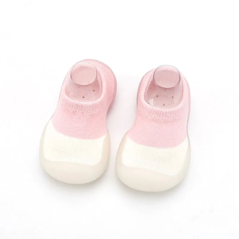 Soft Non-Slip Baby First Walker Shoes - Rubber Sole Knit Booties