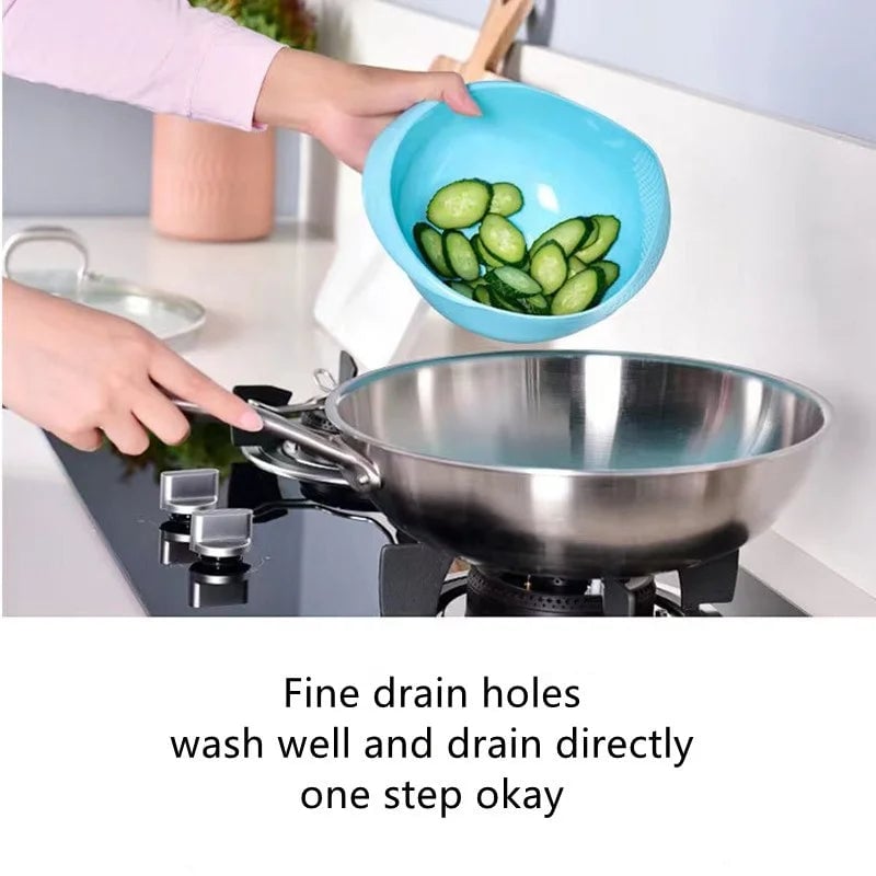 Plastic Rice Sieve Colander - Multi-Purpose Kitchen Drain Basket