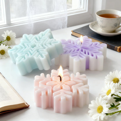 Snowflake Candle Silicone Mold - Christmas Soap Wax DIY Craft