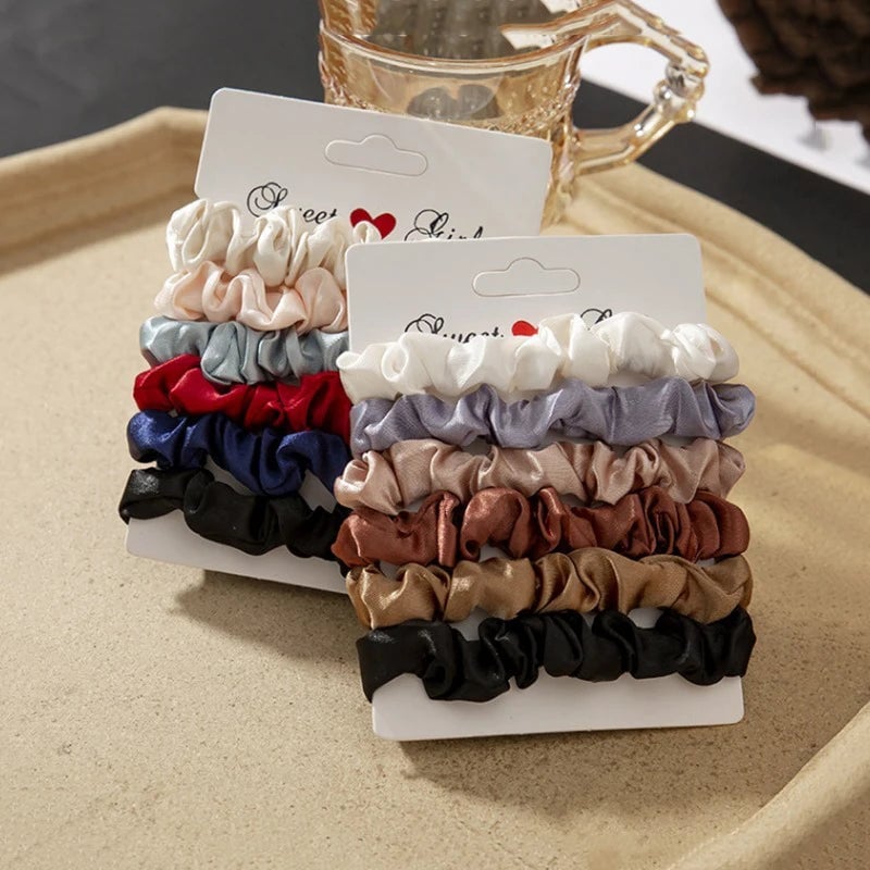 Satin Elastic Headbands 6/12 PCS - Silk-Soft Hair Accessories