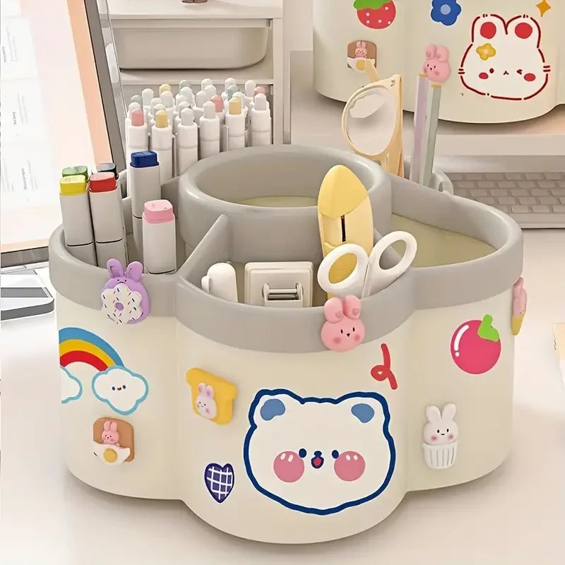 306° Rotating Desk Organizer - Large Capacity Pen Holder Storage