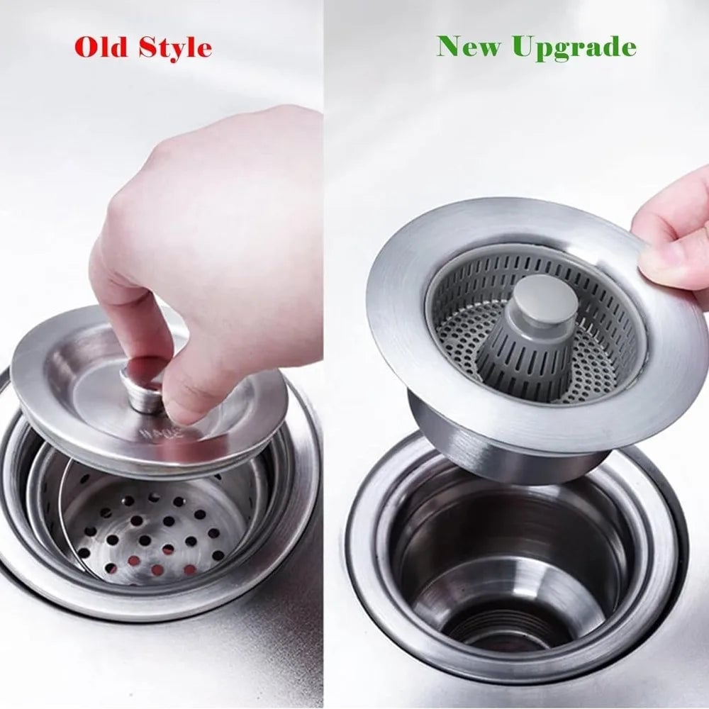 3-in-1 Leak Proof Kitchen Sink Strainer Filter Drain Basket Plug