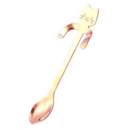 Stainless Steel Cat Shape Coffee Spoon Dessert Teaspoon Mini Scoop