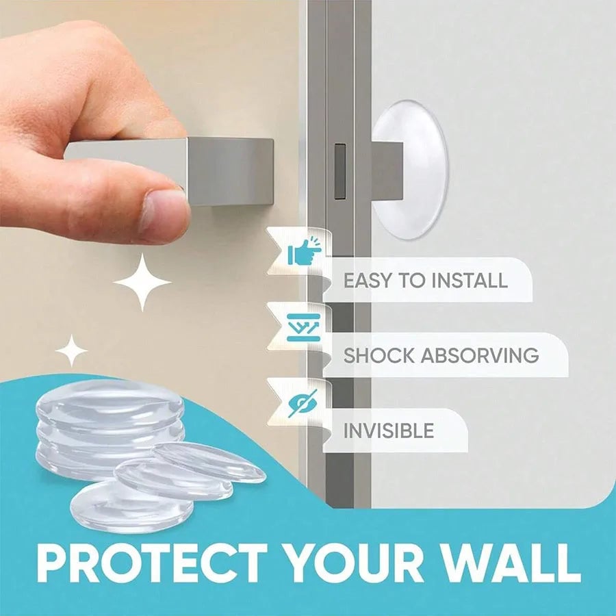 Clear Rubber Door Knob Wall Shield - Self-Adhesive Door Stopper Pad
