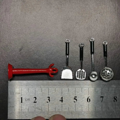 1:12 Scale Alloy Mini Kitchen Cookware Set Dollhouse Utensils