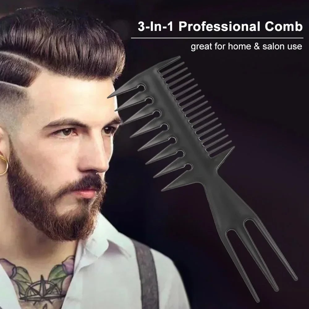 Wide Tooth Anti-Static Exfoliating Hair Styling Comb 3-in-1