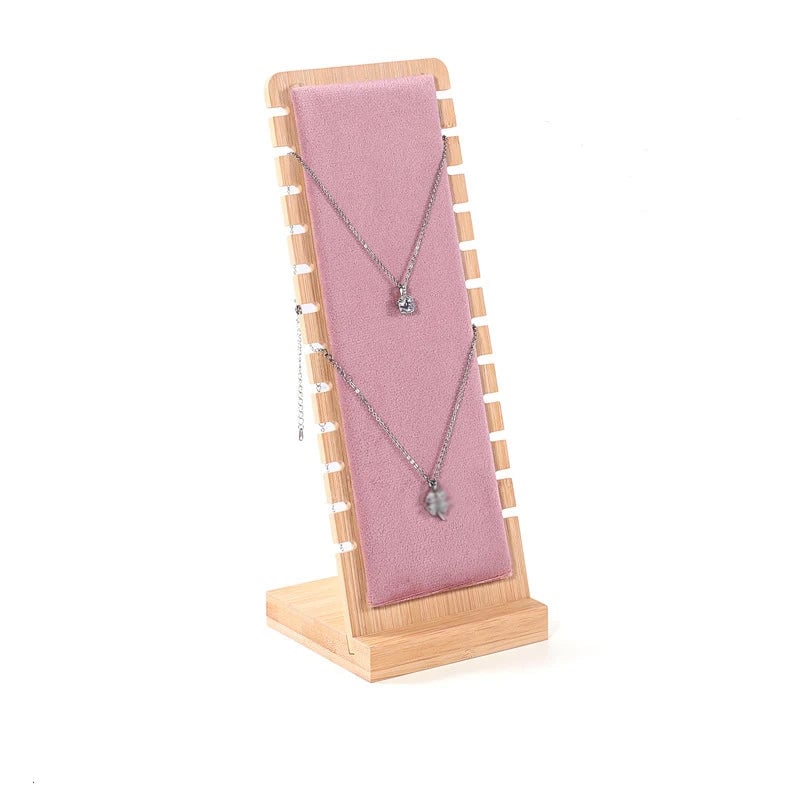 Solid Bamboo Wood Jewelry Display Stand for Necklaces & Pendants
