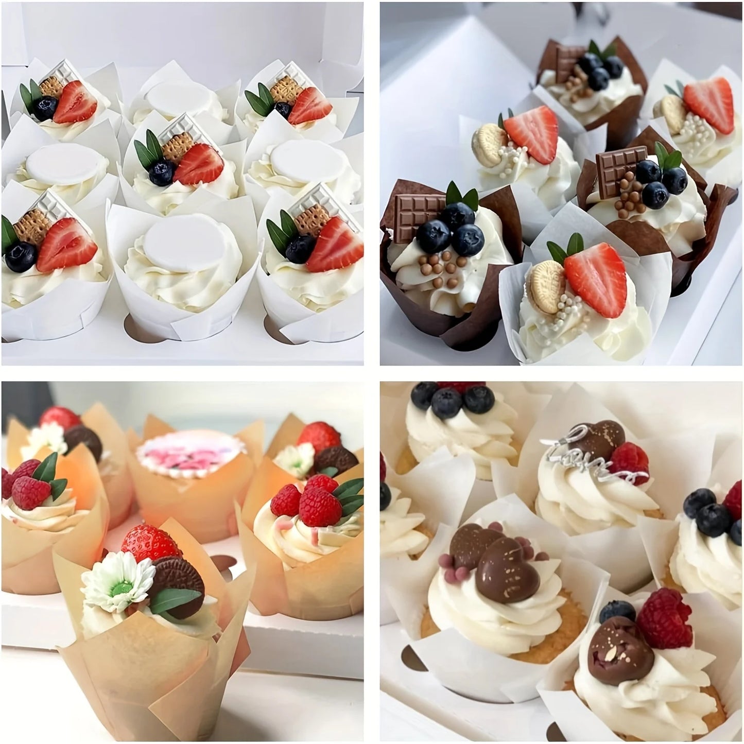 50pcs Tulip Oilproof Paper Cupcake Cases - Decorative Baking Cups