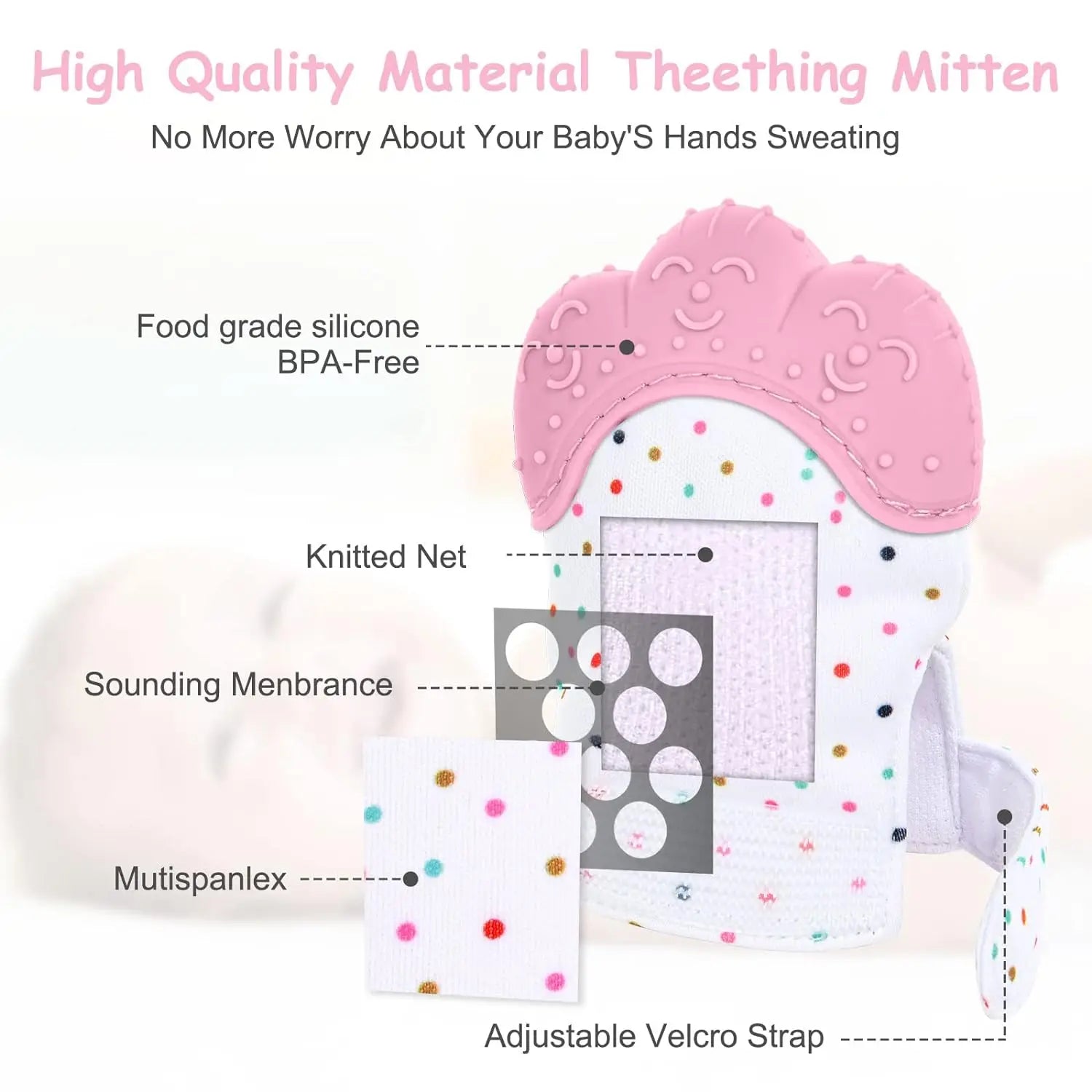 Food Grade Silicone Baby Teething Gloves Pain Relief Mittens