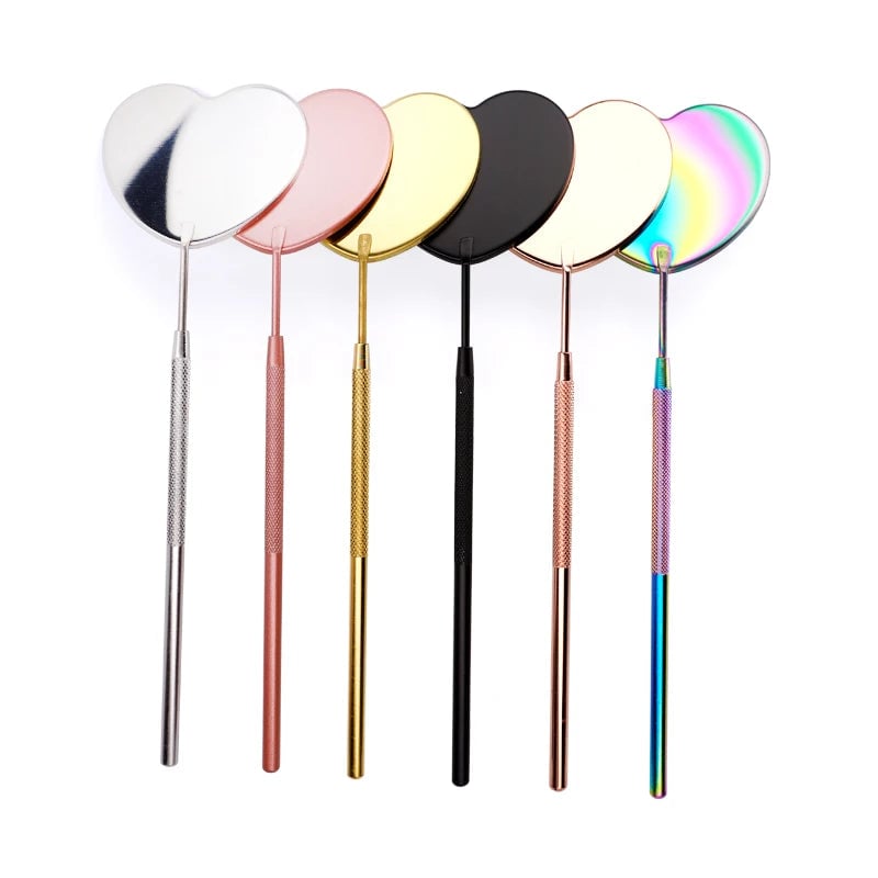 Heart Shape Stainless Steel Eyelash Extensions Checking Mirror