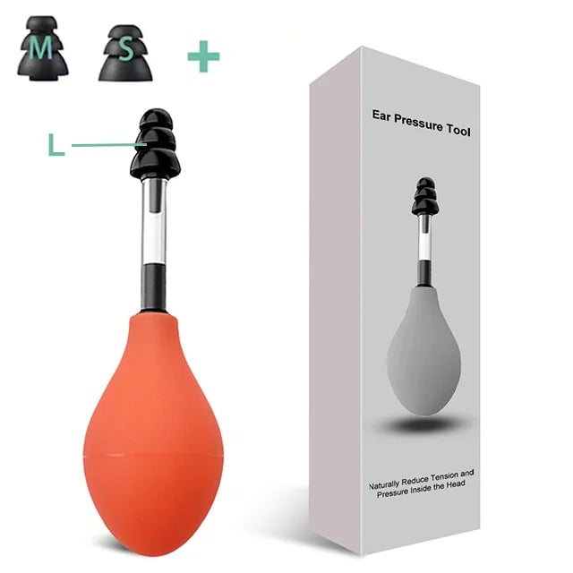 Ear Pressure Relief Suction Tool with 3 Size Silicone Earplugs