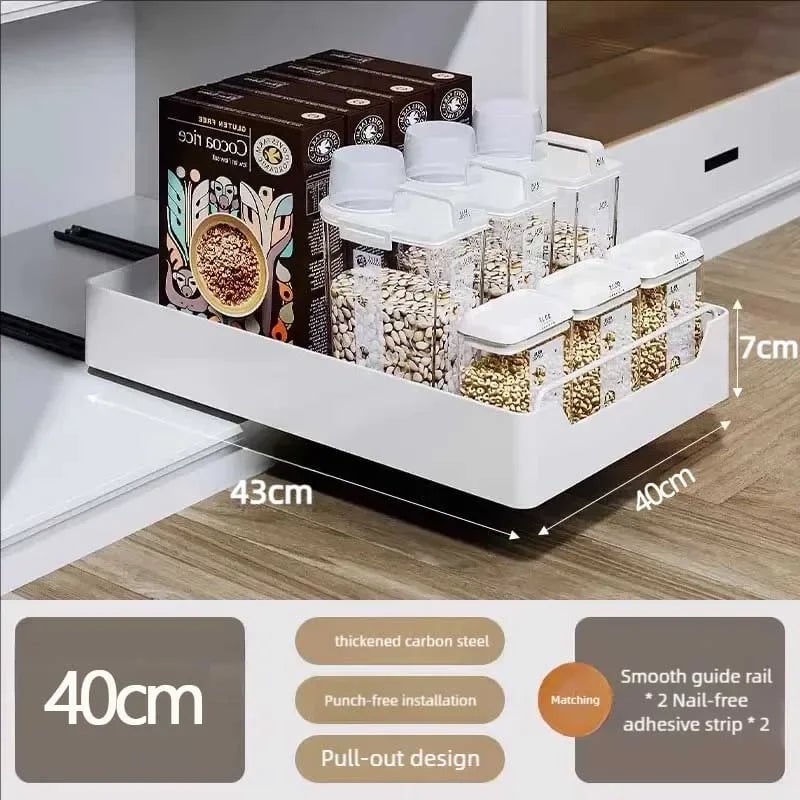 Pull Out Kitchen Storage Drawer with Slide Rails - Spice Organizer