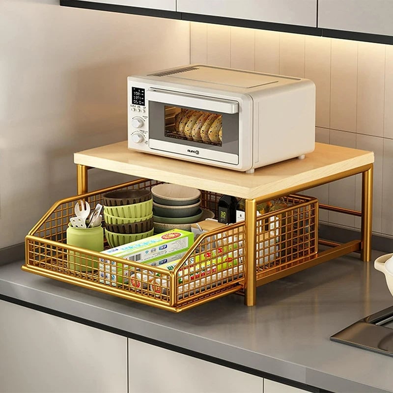 Multi-Tier Kitchen Countertop Organizer Shelf for Microwave & Spices