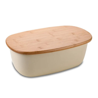 Bamboo Lid Bread Storage Box Container Kitchen Food Organizer