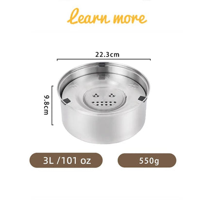 Stainless Steel No Spill Anti Splash Pet Water Bowl for Dogs Cats