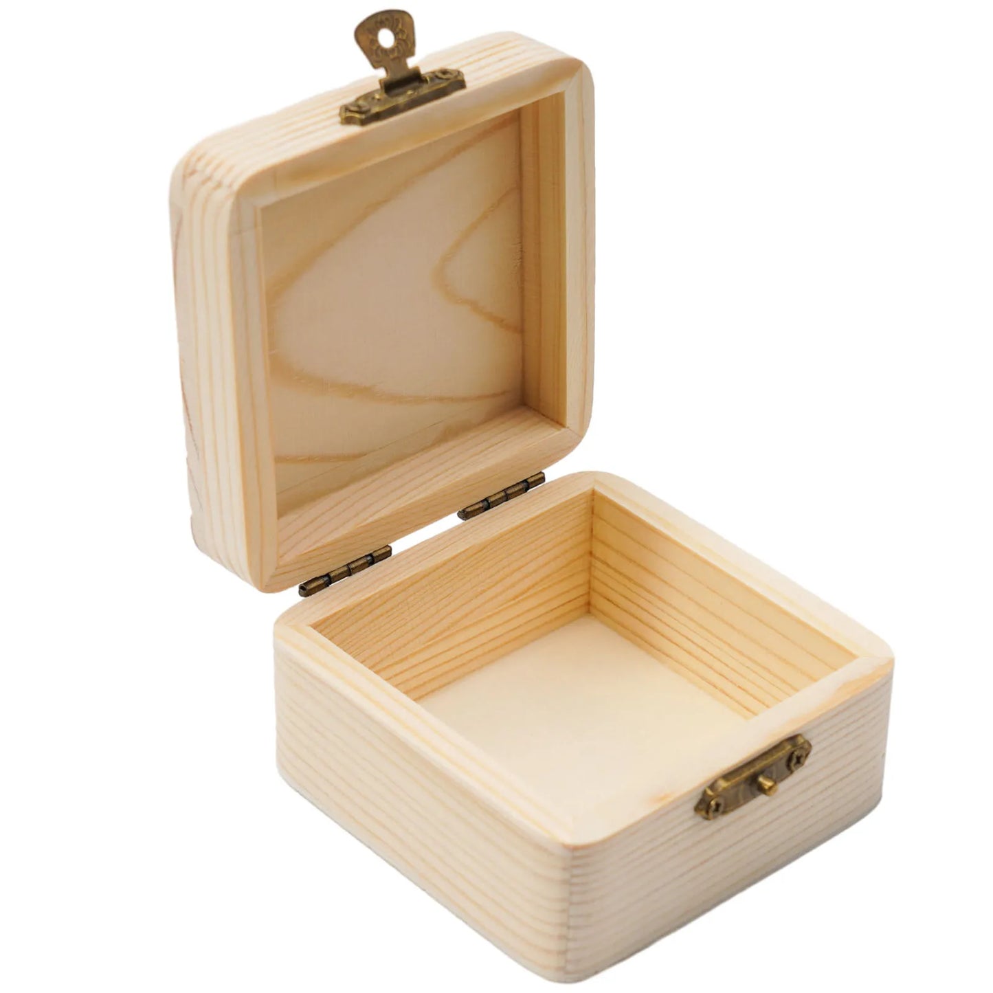 Natural Wood Storage Box 8x8x4.5cm - Small Gift Packing Container