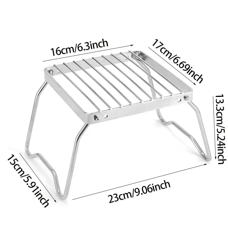 Stainless Steel Folding Grill Rack - Portable Camping BBQ Stand